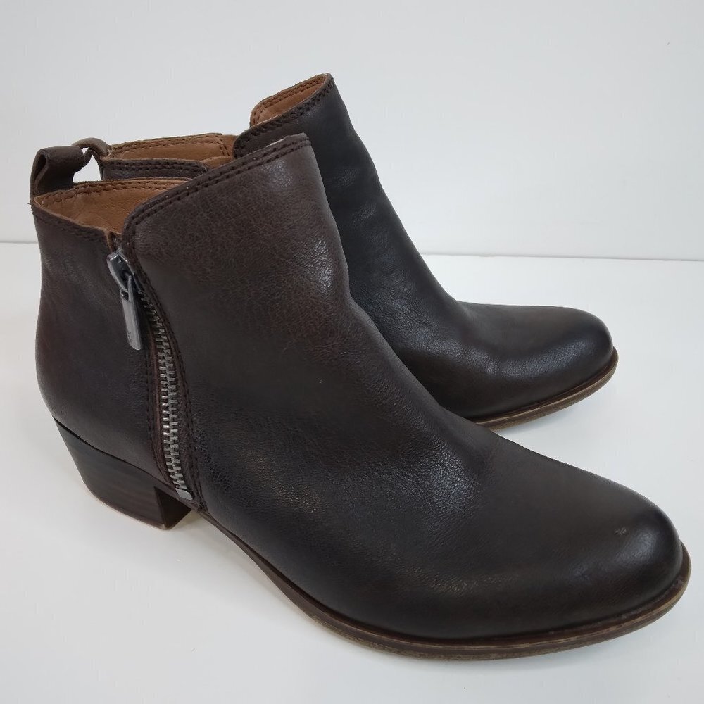 Lucky Brand Basel Brown Leather Ankle Boots Booties Size 6